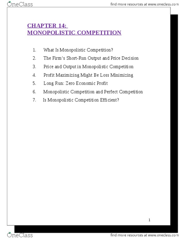 ECON101 Lecture Notes - Deadweight Loss, Social Cost, Monopolistic Competition thumbnail