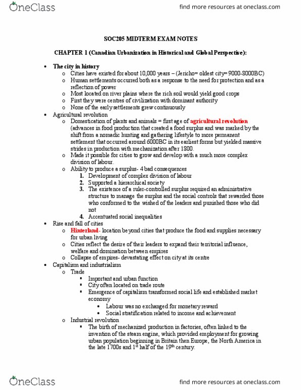 SOC205H1 Lecture Notes - Lecture 1: Complex Number, Industrial Revolution, Global City thumbnail