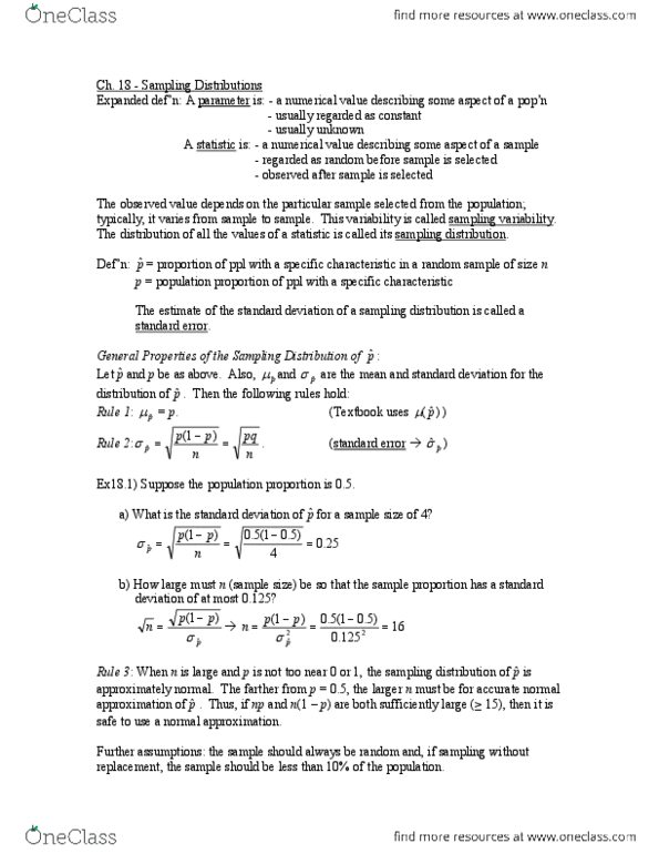 STAT141 Lecture Notes - Central Limit Theorem, Sidney Crosby, Standard Deviation thumbnail