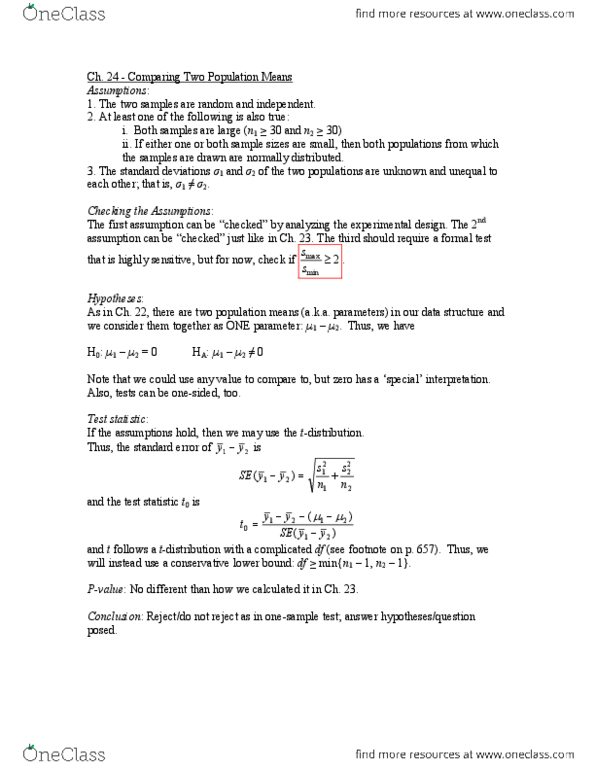 STAT141 Lecture Notes - Confidence Interval, Test Statistic, Statistical Hypothesis Testing thumbnail