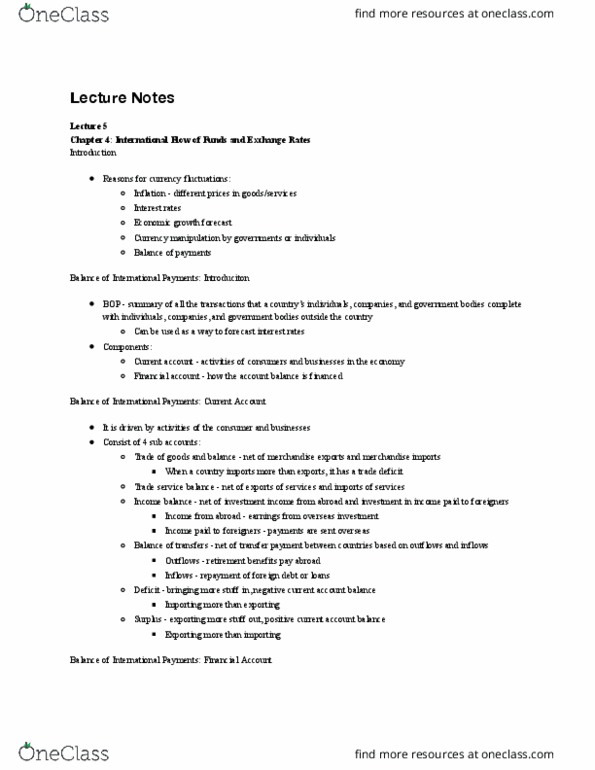 B A 310 Lecture Notes - Lecture 5: Transfer Payment, Exchange Rate, Bretton Woods System thumbnail