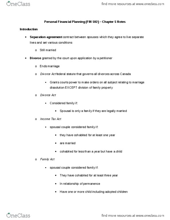 FIN 502 Chapter 5: Personal Financial Planning Chapter 5 nOTES.docx thumbnail