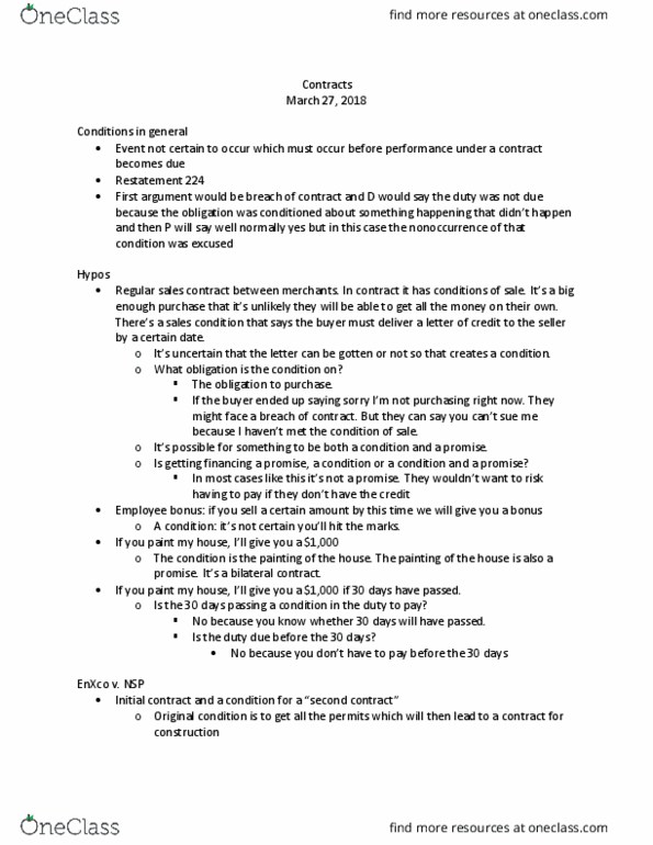 LAW 601 Lecture Notes - Lecture 21: Contract thumbnail