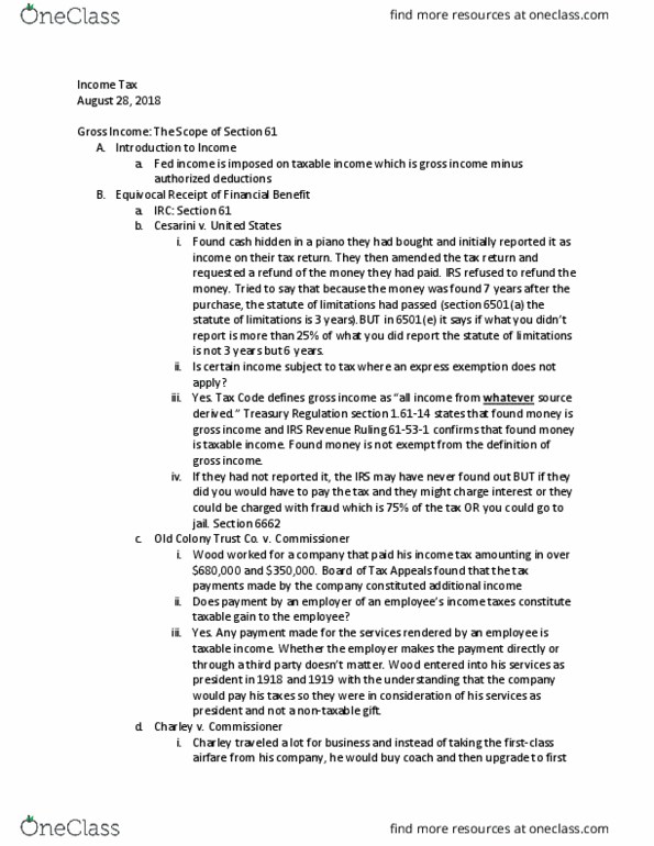 LAW 647 Lecture Notes - Lecture 2: Gross Income, Firstclass, 6 Years thumbnail