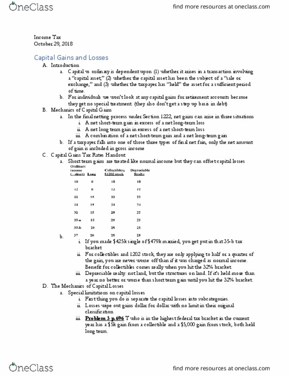LAW 647 Lecture Notes - Lecture 19: Capital Gains Tax, Tax Bracket, Capital Asset thumbnail