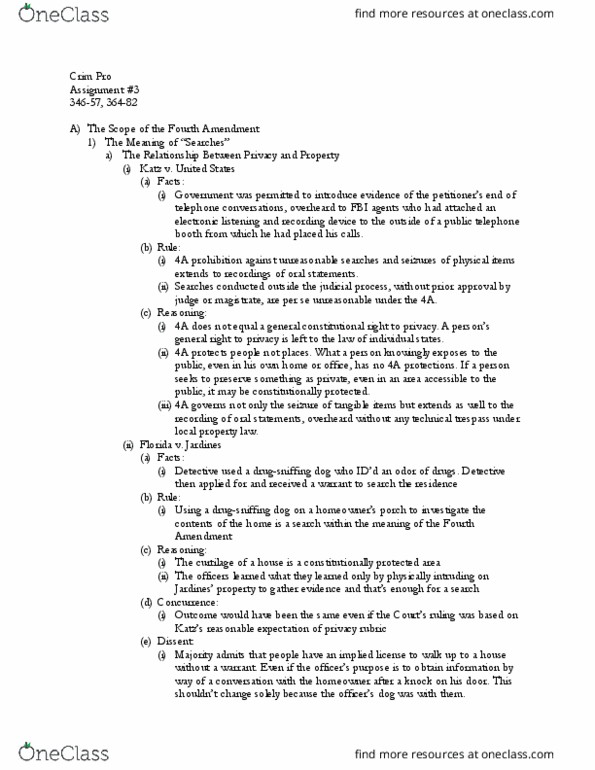 LAW 605 Lecture Notes - Lecture 3: Implied License, Curtilage, Soybean thumbnail
