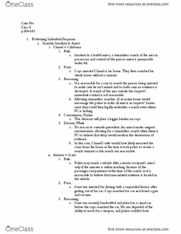 LAW 605 Lecture Notes - Lecture 8: Exigent Circumstance, Antonin Scalia, Precedent thumbnail
