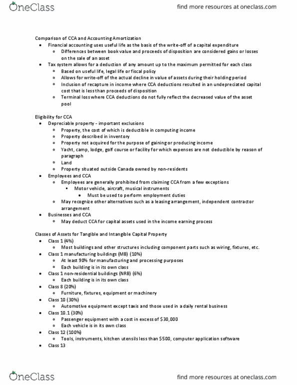 AFM362 Chapter Notes - Chapter 5: Capital Cost Allowance, Independent Contractor, Application Software thumbnail