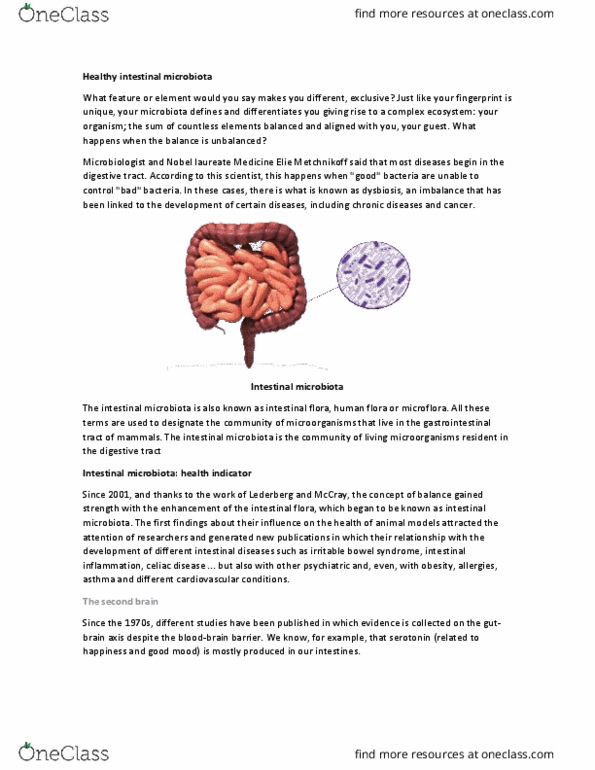 BIO-221 Lecture Notes - Lecture 2: Irritable Bowel Syndrome, Gut Flora, Coeliac Disease thumbnail