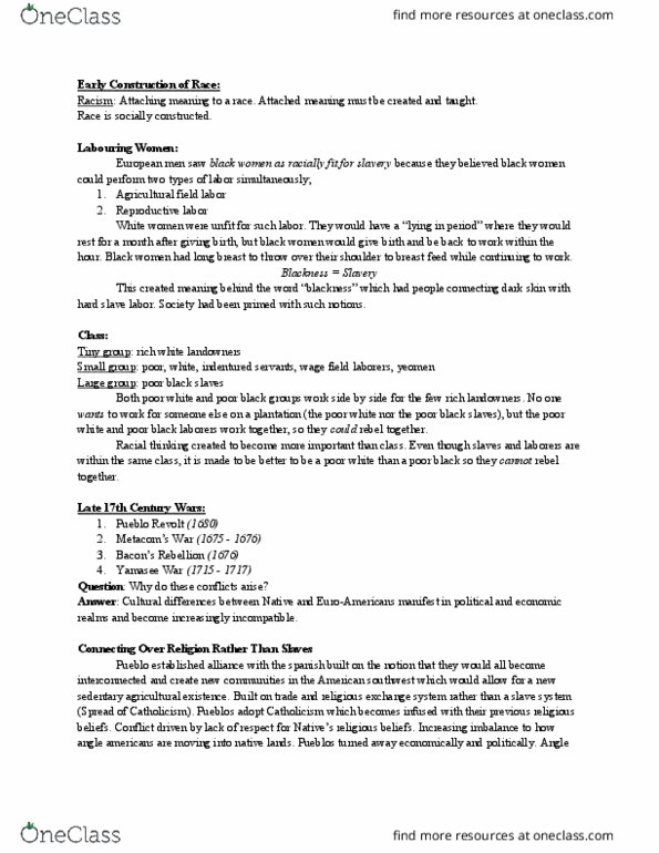 MTH 141 Lecture Notes - Lecture 3: Pueblo Revolt, Reproductive Labor, Headright thumbnail