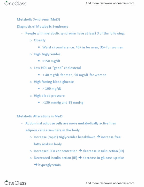 KNH 411 Lecture Notes - Lecture 17: Hypertension, Adipocyte, Blood Sugar thumbnail
