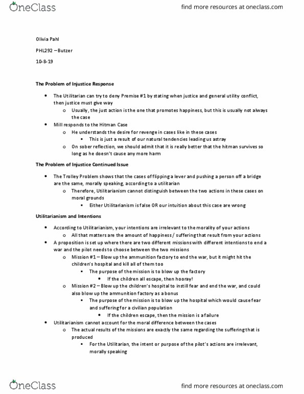 PHL 292 Lecture Notes - Lecture 13: Trolley Problem, Childrens Hospital thumbnail