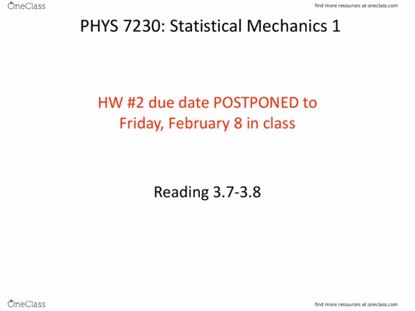 PHYS 4150 Lecture Notes - Lecture 2: Ideal Gas, Canonical Ensemble thumbnail