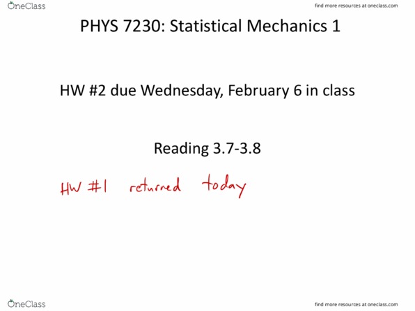 PHYS 4150 Lecture Notes - Lecture 7: Boltzmann Distribution, Simple Harmonic Motion, Microcanonical Ensemble thumbnail