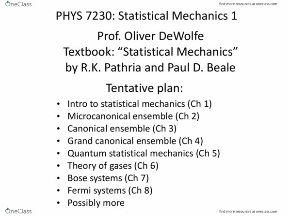 PHYS 4150 Lecture Notes - Lecture 8: Grand Canonical Ensemble, Quantum Statistical Mechanics, Microcanonical Ensemble thumbnail