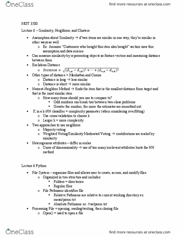 MGT-3500 Lecture Notes - Lecture 6: Overfitting, Working Directory, Data Science thumbnail