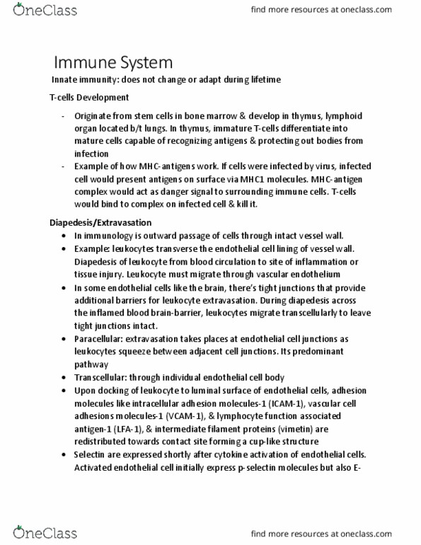 BIOL 3140 Chapter Notes - Chapter 1.2: Endothelium, Tight Junction, Cell Adhesion Molecule thumbnail