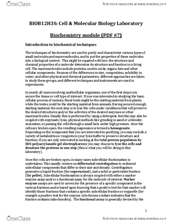 BIOB12H3 Lecture Notes - Bio-Rad Laboratories, Asepsis, Pasteur Pipette thumbnail