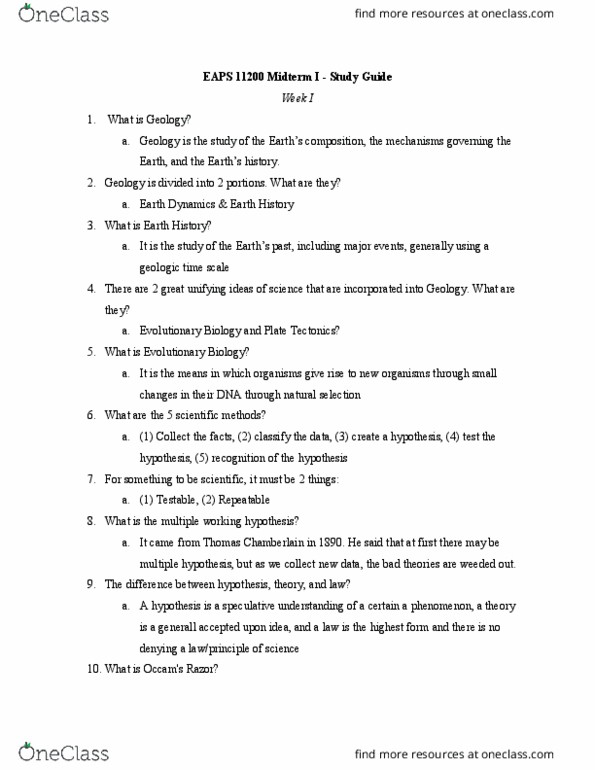 EAPS 11200 Lecture Notes - Lecture 8: Plate Tectonics, Multiple Working, Divergent Boundary thumbnail