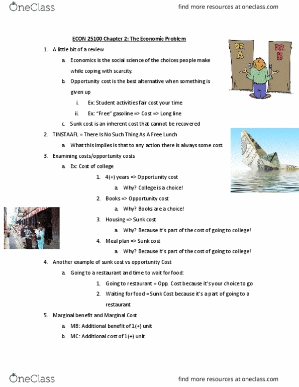 ECON 25100 Lecture Notes - Lecture 2: Sunk Costs, Marginal Cost, Opportunity Cost thumbnail