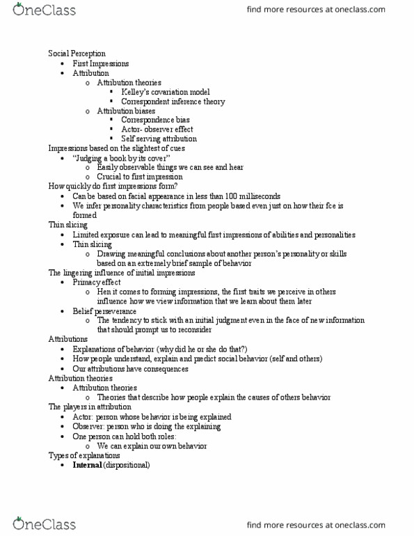 PSYC 2012 Lecture Notes - Lecture 5: Belief Perseverance, Information Access, Interference Theory thumbnail