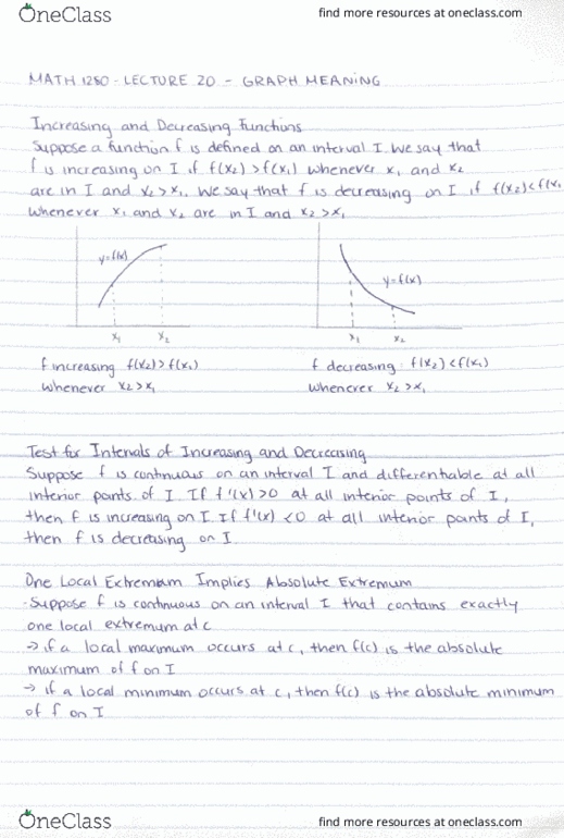 MATH 1280 Lecture Notes - Lecture 20: Maxima And Minima cover image