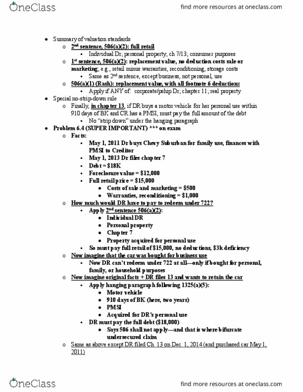 LAW 629 Lecture Notes - Lecture 26: Chevrolet Suburban, Personal Property, Commercial Bank thumbnail