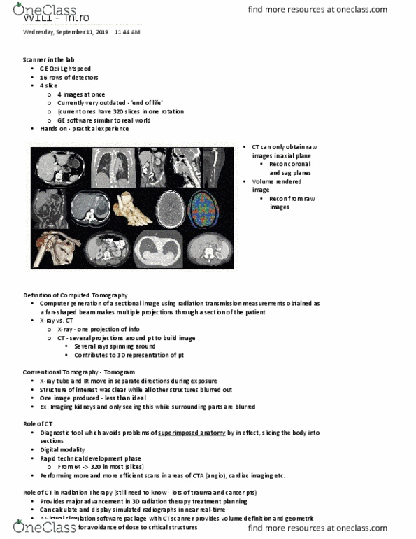 MEDRADSC 3K03 Lecture Notes - Lecture 1: Ct Scan, Radiation Therapy, Voxel thumbnail
