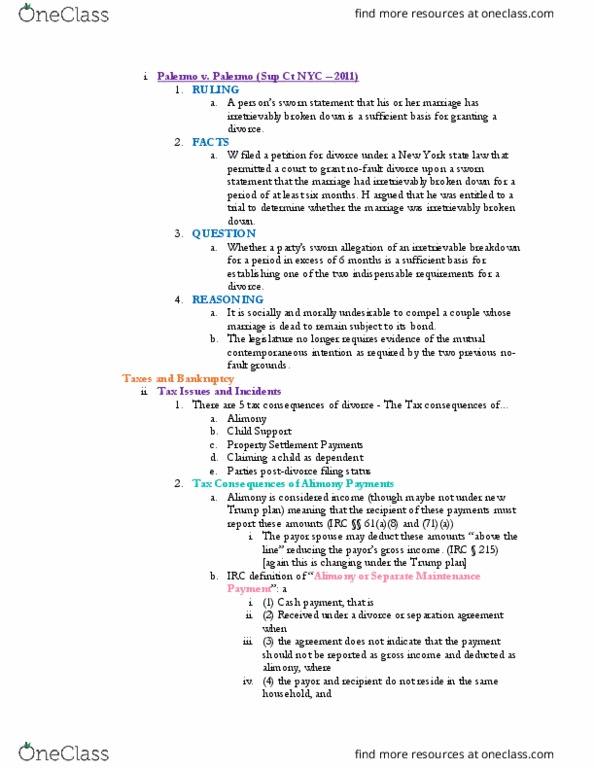 LAW 667 Lecture Notes - Lecture 19: Alimony, Filing Status, Payment thumbnail