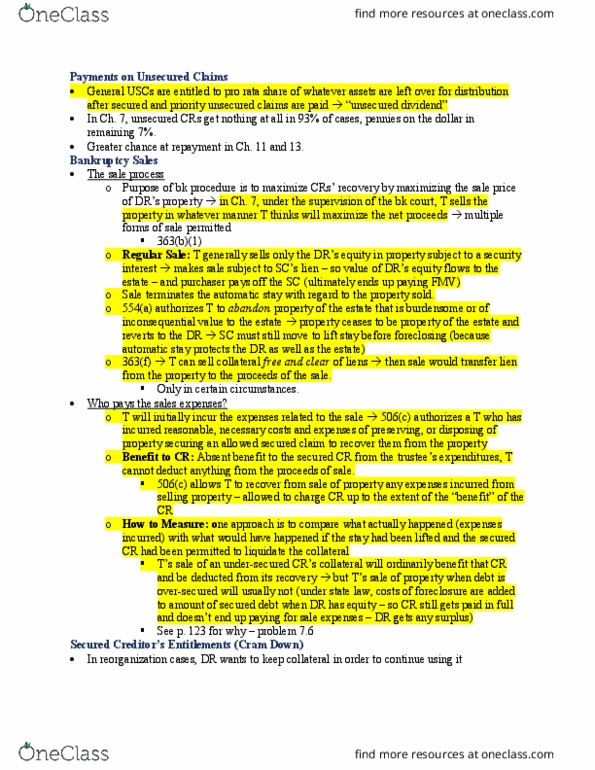 LAW 631 Lecture Notes - Lecture 11: Automatic Stay, Security Interest, Prime Rate thumbnail