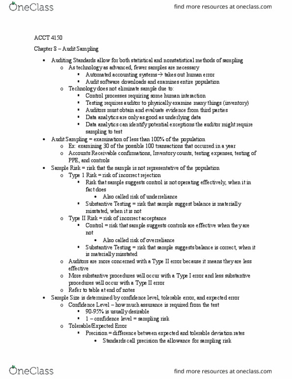 ACCT-4150 Lecture Notes - Lecture 7: Type I And Type Ii Errors thumbnail