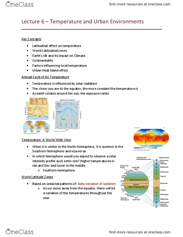 ENVIRSC 1C03 Lecture Notes - Lecture 6: Urban Heat Island, Humid Continental Climate, Earth'S Energy Budget thumbnail