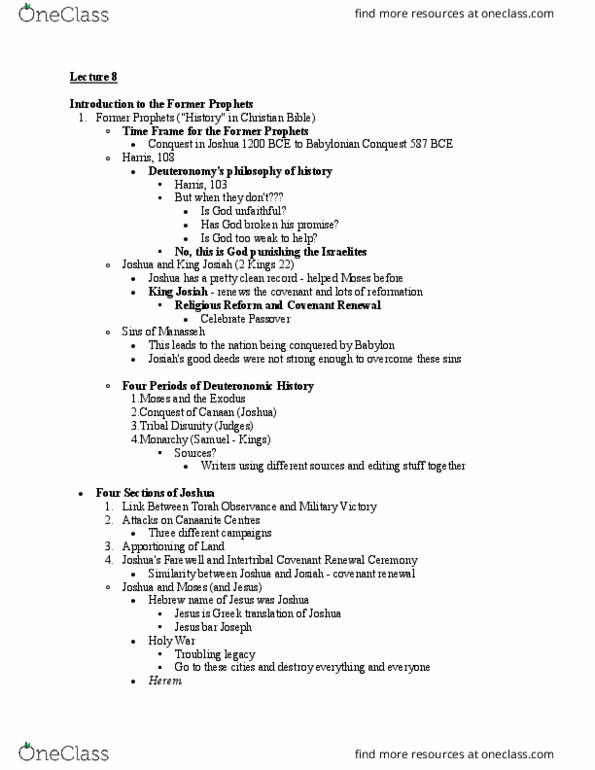 CHRTC 100 Lecture Notes - Lecture 8: Israelites thumbnail