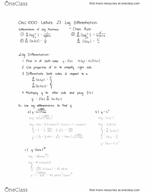 Calculus 1000A/B Lecture Notes - Lecture 23: Thx thumbnail