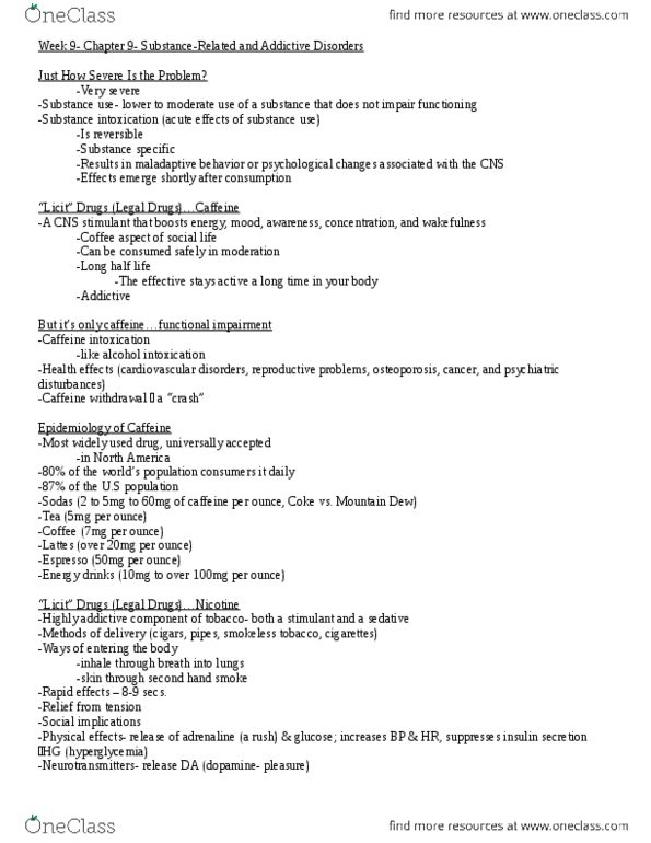 Psychology 2030A/B Lecture Notes - Etiology, Psilocybin, Mescaline thumbnail