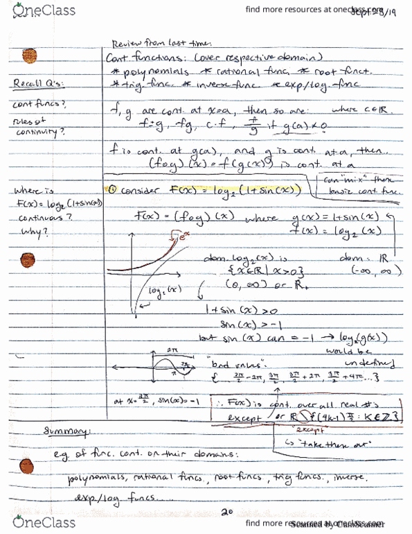 Calculus 1000A/B Lecture 11: Continuity cont'd and intermediate value theorem cover image