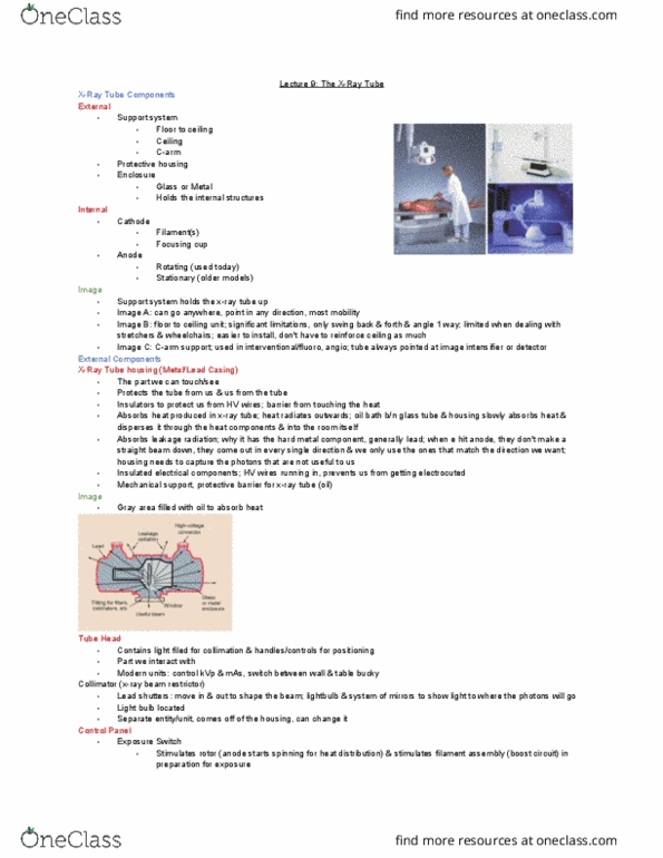 MEDRADSC 3G03 Lecture Notes - Lecture 9: Collimator, Image Intensifier, Electric Light thumbnail