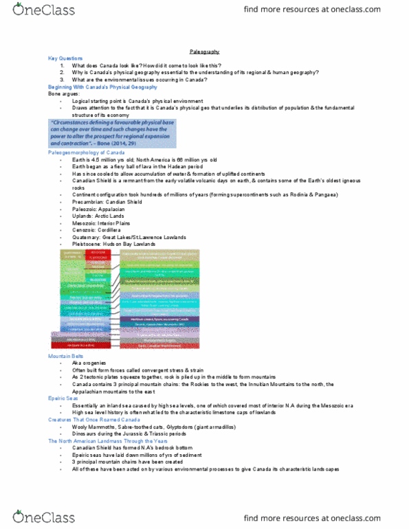GEOG 2OC3 Lecture Notes - Lecture 5: Hudson Bay Lowlands, Innuitian Mountains, Appalachian Mountains thumbnail