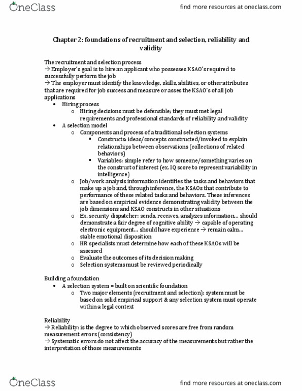 ADM 3333 Chapter Notes - Chapter 2: Observational Error, Job Performance, The Employer thumbnail