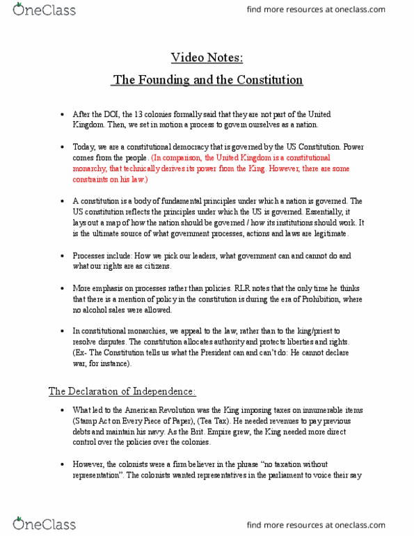 POLISCI 101 Chapter Notes - Chapter 2: Constitutional Monarchy, Liberal Democracy, Virtual Representation thumbnail