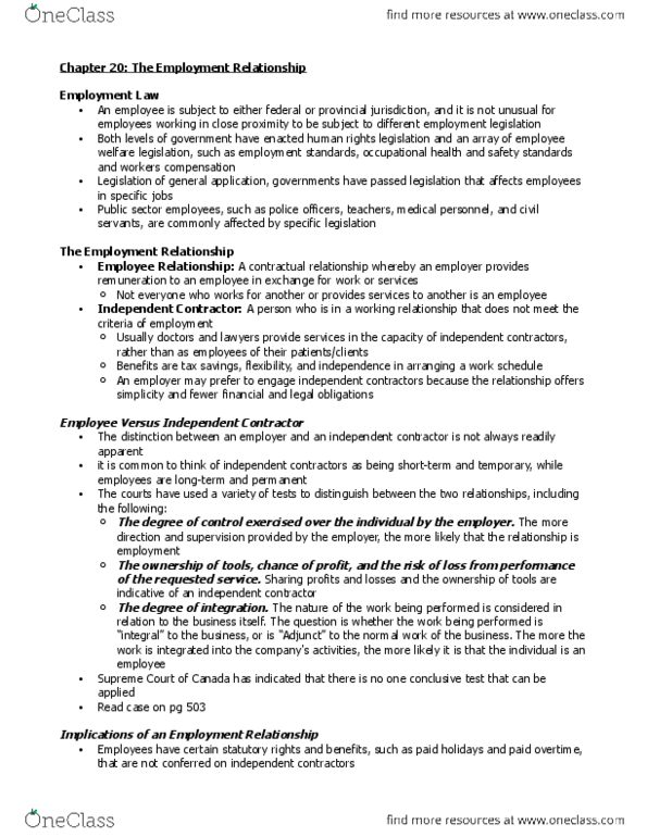 MCS 3040 Chapter Notes - Chapter 20: Fiduciary, Bargaining Unit, Personal Information Protection And Electronic Documents Act thumbnail