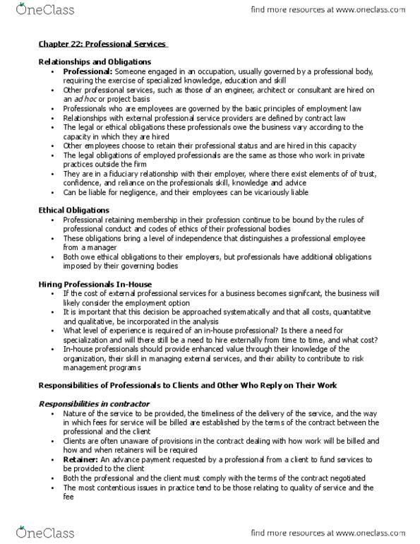 MCS 3040 Chapter Notes - Chapter 22: Alternative Dispute Resolution, Limited Liability Partnership, Fiduciary thumbnail