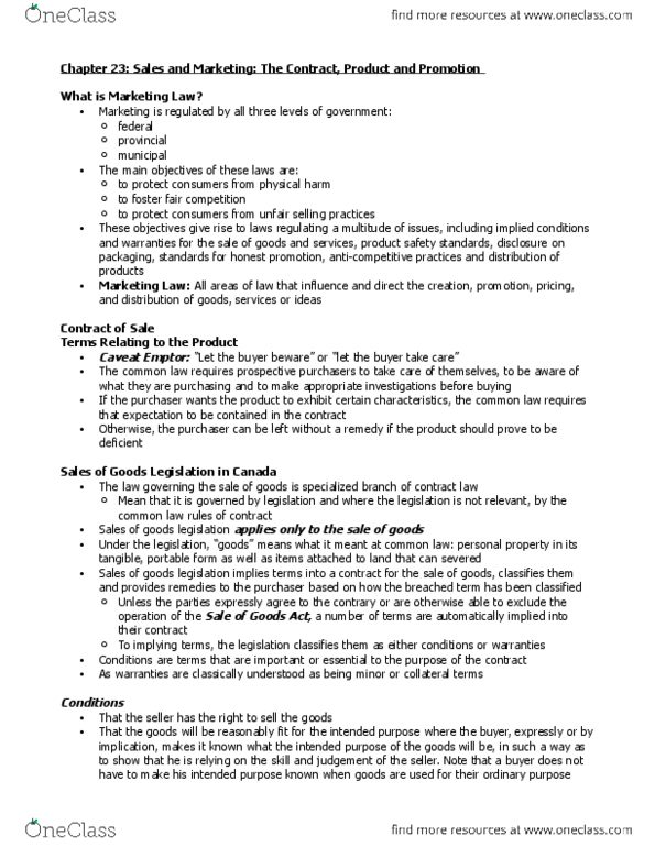 MCS 3040 Chapter Notes - Chapter 23: Csa Group, Incoterms, Canadian Broadcast Standards Council thumbnail