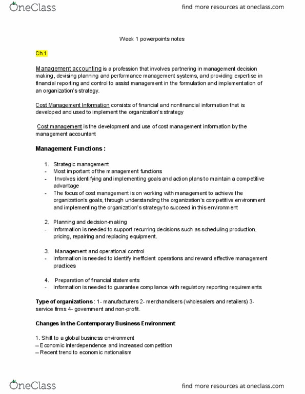 ADMS 2510 Chapter Notes - Chapter chapter 1: Cost Accounting, Economic Nationalism, Management Accounting thumbnail