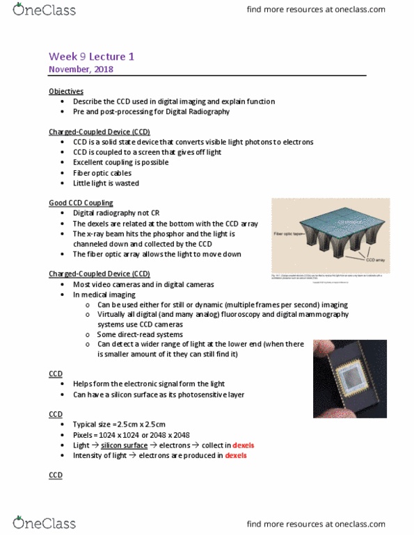 MEDRADSC 2Y03 Lecture Notes - Lecture 15: Optical Fiber Cable, Digital Radiography, Flat Panel Detector thumbnail