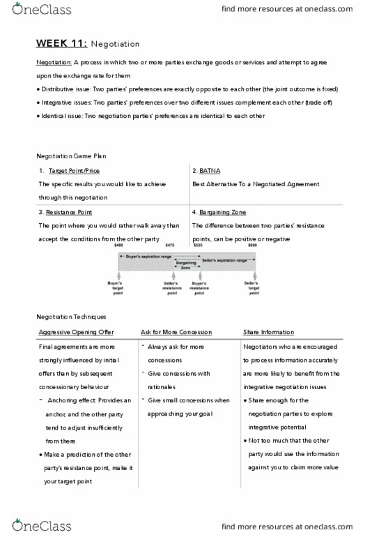 MGF2111 Lecture Notes - Lecture 11: Negotiation, Best Alternative To A Negotiated Agreement, Reactive Devaluation thumbnail