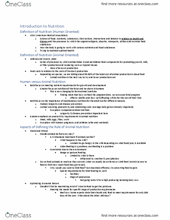 ANSC 3120 Lecture Notes - Lecture 1: American Medical Association, Animal Nutrition, Dairy Cattle thumbnail