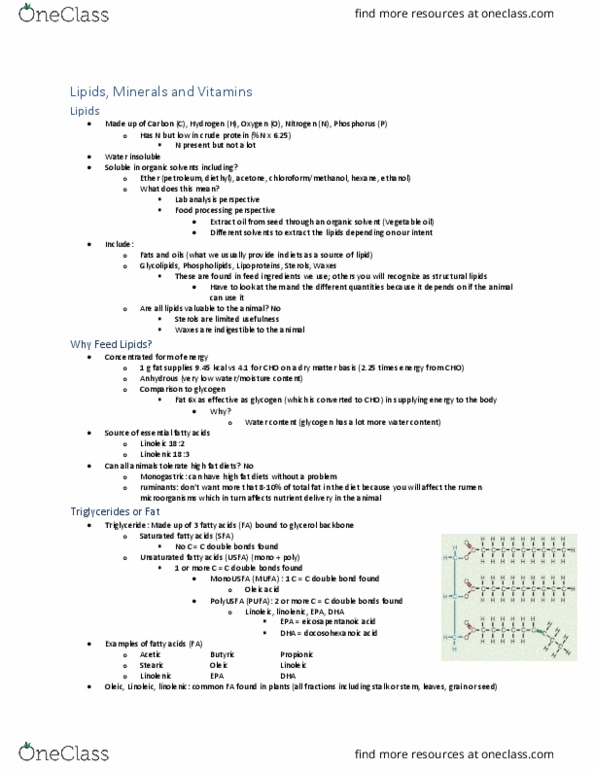 ANSC 3120 Lecture Notes - Lecture 2: Vitamin, Vegetable Oil, Solvent thumbnail