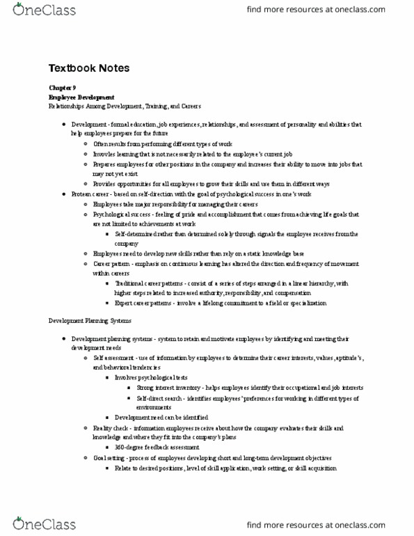 MGT 352 Chapter Notes - Chapter 9: Strong Interest Inventory, 360-Degree Feedback, Self-Assessment thumbnail