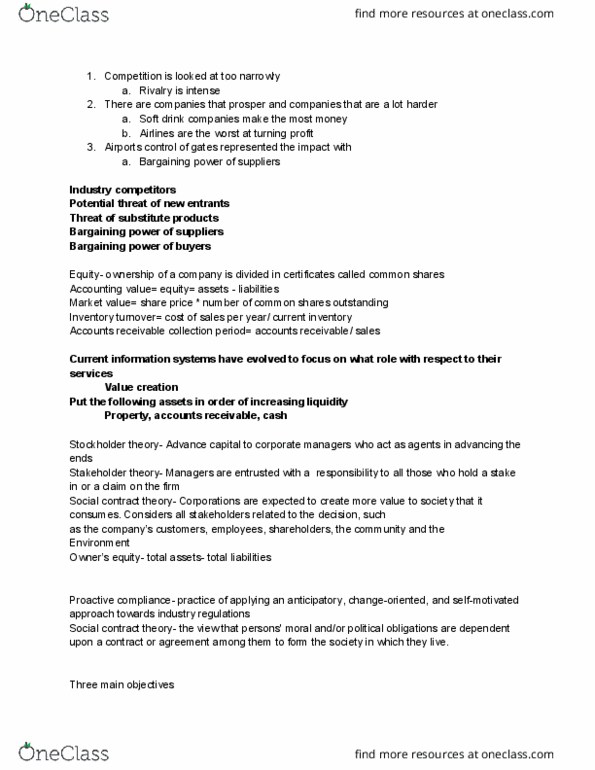 MIS 111 Lecture Notes - Lecture 1: Inventory Turnover, Bargaining Power, Stakeholder Theory thumbnail